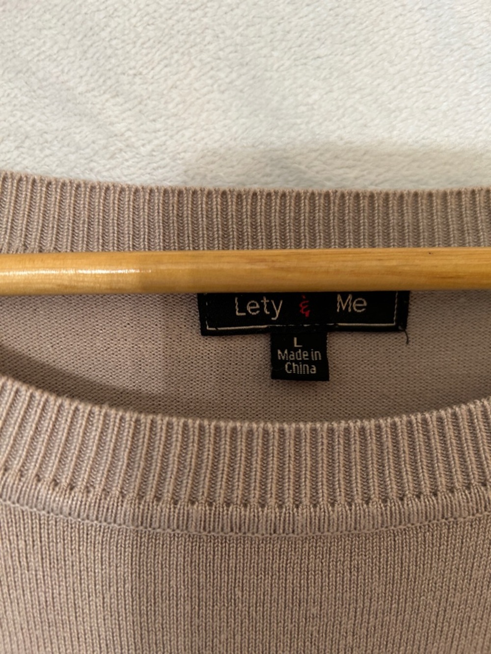 Taupe Knit Sweater with Lace Sleeve Panels - Picture 2 of 11